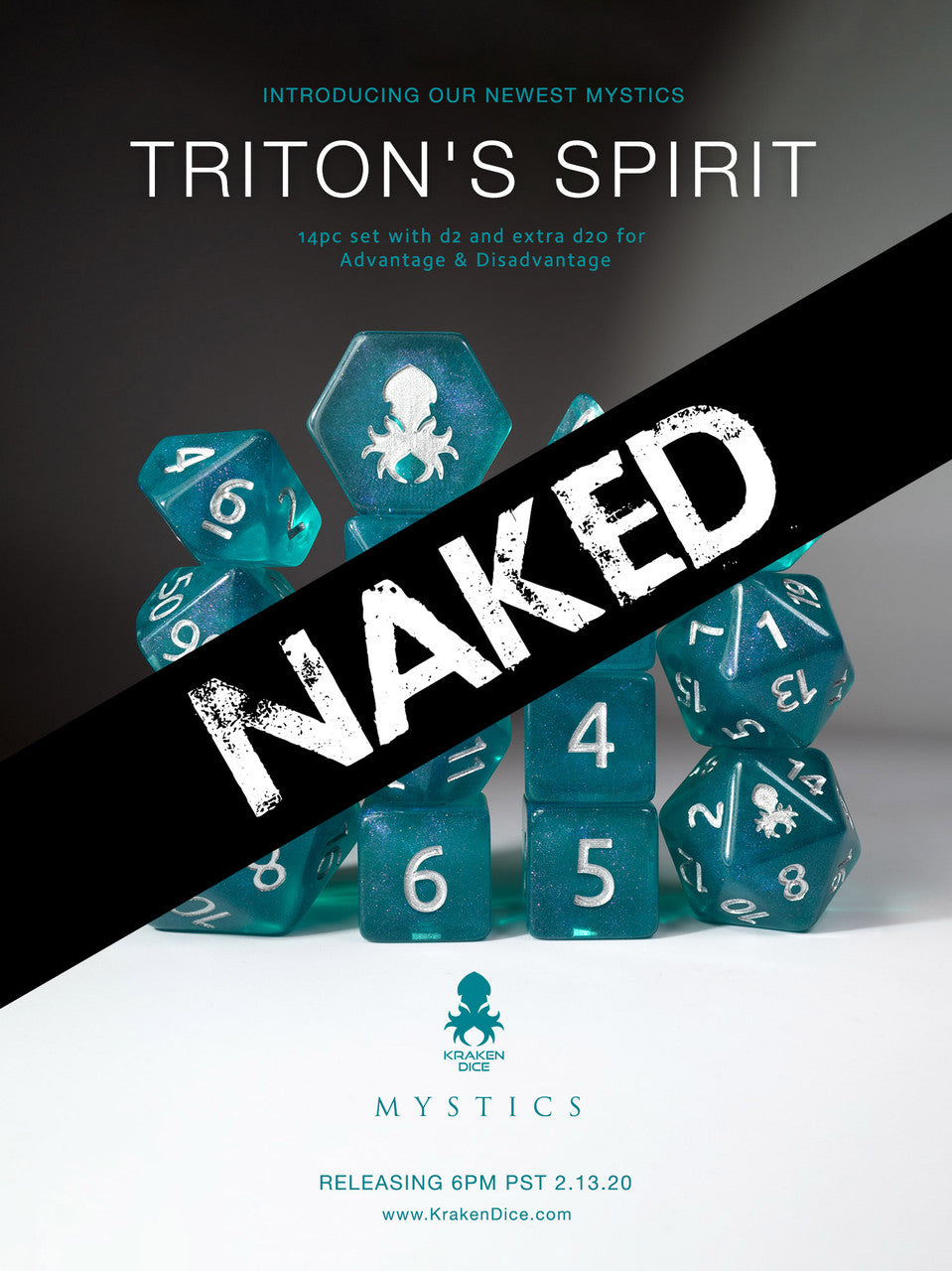Triton's Spirit 14pc Naked Dice Set